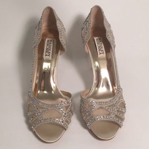 Badgley Mischka Marla Embellished Peep-Toe Pumps